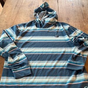 Salty Crew Striped Blue and Gray Hoodie Shirt